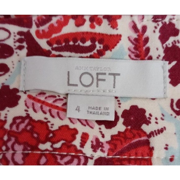Loft Women's Red, White, & Blue Floral Pencil Skirt Size 4 - Picture 4 of 6